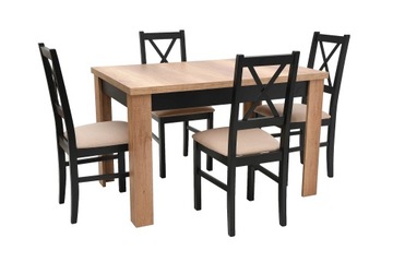 стол 80/120 - 165 + 4 деревянные стулья