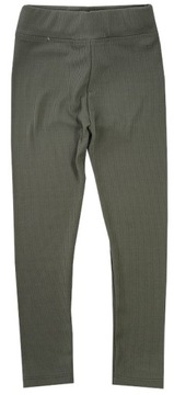 Леггинсы брюки теплый полосатый зеленый 140 H007E