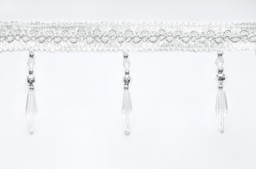 Декоративна стрічка для штор намистини білий сріблястий