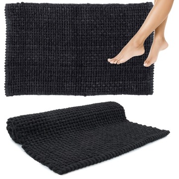Моющийся коврик для ванной комнаты, мягкий абсорбирующий плетеный коврик 40x60 см, черный