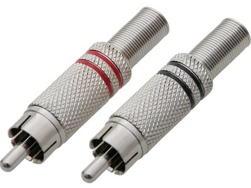 ШТЕКЕР RCA МЕТАЛЛИЧЕСКИЙ ГРАВИРОВАННЫЙ, 2 ПОЛОСЫ