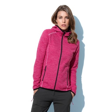 Женская флисовая куртка на молнии с капюшоном и карманами, переработанная экологически чистая розовая XS