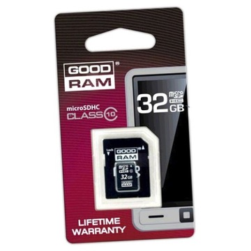 Карта памяти GOODRAM microSDHC 32GB cl10 + адаптер