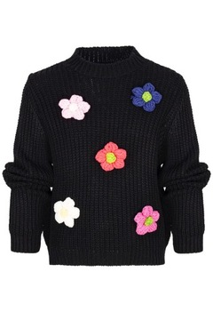 Чарівний чорний светр з квітковою вишивкою 110 116