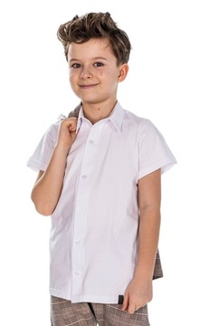 Біла бавовняна сорочка для хлопчиків з коротким рукавом ALL FOR KIDS 152/158