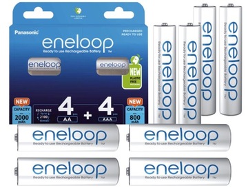 8X PANASONIC ENELOOP 4x2000 R6 / AA 4X800 R3 / AAA