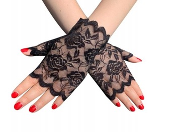 Рукавички рукавиці мережива колір чорний