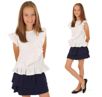 Белая блузка с оборками, школа - 158