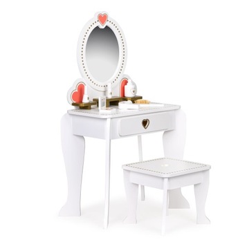 Туалетний столик з дзеркалом для дівчинки дерев'яний білий