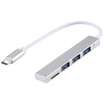 4 x USB 3.0 до USB-C / Type-C концентратор срібло