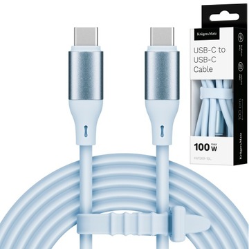Кабель USB C - USB C 100 в 1 м силиконовый синий Kruger & Matz Basic