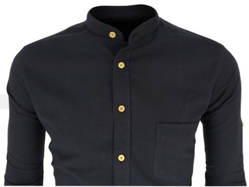 Черная мужская рубашка с воротником-стойкой 964 M
