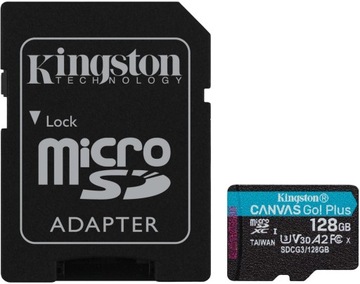 Kingston microSDXC Canvas Go! Плюс 128GB 170r A2 U3 V30 Card + адаптер