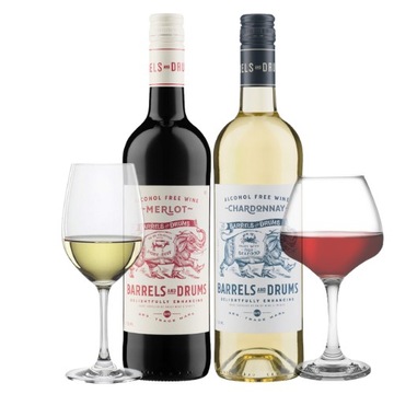 BARRELS & DRUMS CHARDONNAY + MERLOT безалкогольное вино белое красное сухое