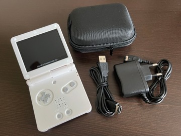 Консоль Gameboy Advance SP біла з екраном IPS v5 + чохол + зарядний пристрій