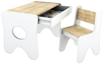 Журнальний столик і стільчик з висувним ящиком різних кольорів