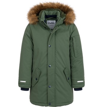 Пальто парка куртка для мальчика с капюшоном теплая зима 146 152 Эндо