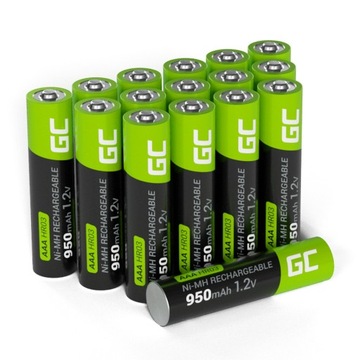 16x перезаряжаемые палочки AAA R3 950mah Ni - MH батареи зарядки Green Cell