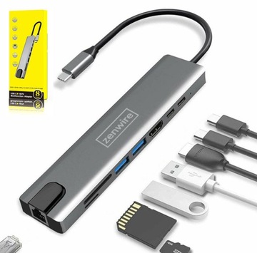9IN1 концентратор адаптер USB-C HDMI RJ45 Ethernet SD кард-ридер для Macbook Mac M1