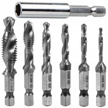 VERKE V86231 HSS резьбонарезные сверла M3-M10 6 шт. метчики + держатель