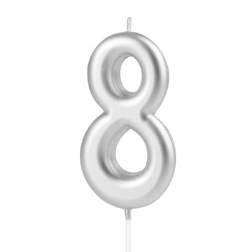 Свічка на день народження номер металік срібло 8