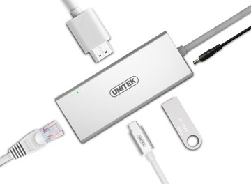 Док-станция USB C к HDMI RJ45 USB UNITEK