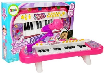 Клавіатура піаніно 24 клавіші USB мікрофон рожевий