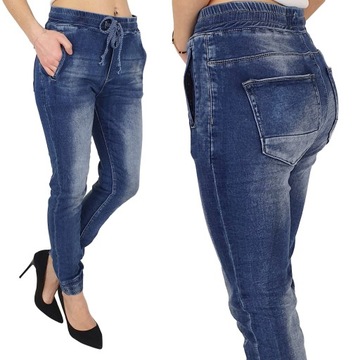Удобные женские брюки-джинсы с завязками на резинке
