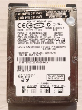 Диск 2,5' 40GB IDE PATA HITACHI HTS541040G9AT00