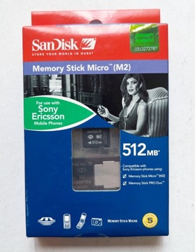 Карта памяти Sandisk Memory Stick Micro M2 512MB Plus адаптер