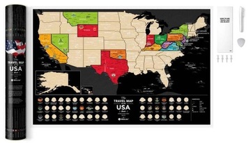 КАРТА СКРЕТЧ-КАРТИ-TRAVEL MAP USA BLACK