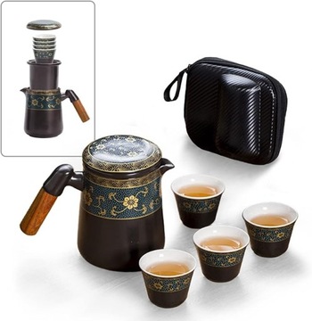 Китайский чайный набор кунг-фу с золотой отделкой из злотых