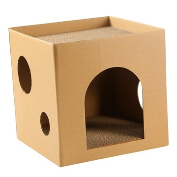 Інтерактивний будиночок з котячим когтеточкой з картону. Забавний