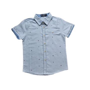 Элегантная рубашка для мальчиков с коротким рукавом синего цвета 7/8 лет