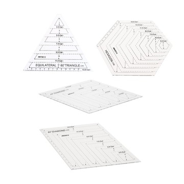 Шаблони лінійки з 4 предметів для квілтингу у формі ромбів / шестикутників / трикутників