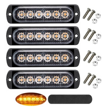 4PCS 6 LED ВОДОНЕПРОНИЦАЕМЫЙ СТРОБ АВАРИЙНЫЕ ОГНИ ПОМОЩЬ ЭВАКУАТОР DC 12-24V