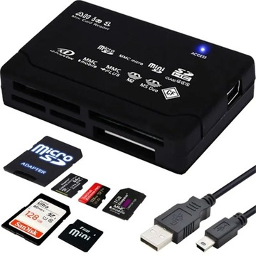 Пристрій читання карт пам'яті USB SD SDHC SDXC MICRO SD MS CF XD M2 MMC
