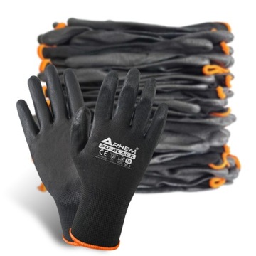 12 пар робочих рукавичок рукавички з чорним поліуретановим покриттям R. 9-L