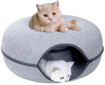 Котяче ліжко двокомпонентний круглий пончик тунель сарай котедж 50 x 50 см
