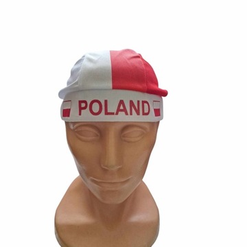 Бандана , бандамка, шапка, бело-красная. Польша. связали