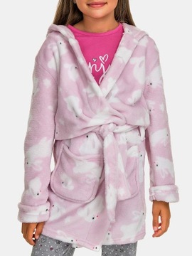 Банний халат теплий м'який дівчачий милий кролик рожевий 152-158