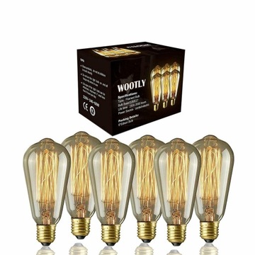 Лампы Wootly Edison Style E27 - 6 шт #Z55