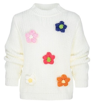Чарівний светр білий кремовий з квітковою вишивкою 98 104