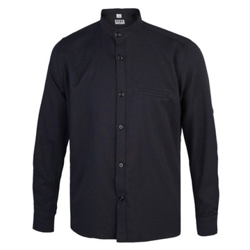 Рубашка для мальчиков с длинными рукавами, черная, гладкая, с воротником-стойкой, regular Kada 158