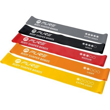 Pure2Improve Resistance Bands Set of 5 Black, Grey, Orange, Red, Yellow, Fo