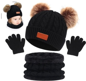 Дитяча шапка весна осінь зима димар набір рукавички дитини 1,5-3Л