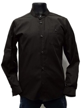 элегантная черная рубашка с воротником-стойкой * * гладкая * * 158 см