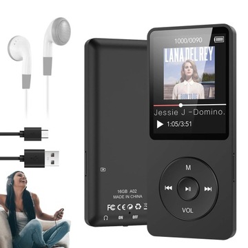 MP4 MP3 ПЛЕЄР 16 ГБ BLUETOOTH 5,0 HIFI СТЕРЕО + НАВУШНИКИ