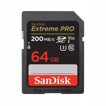 SanDisk Extreme PRO SDXC 64 ГБ 200/90 МБ/с. V30 U3