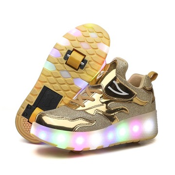 Детская прогулочная обувь со светодиодной подсветкой, роликовые коньки с аккумулятором